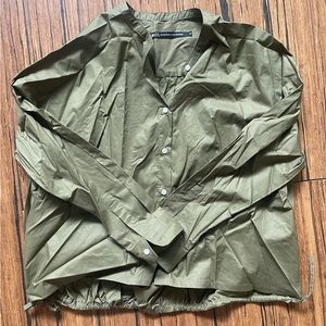 NWOT NICO Nicholson & Nicholson tie blouse in olive green